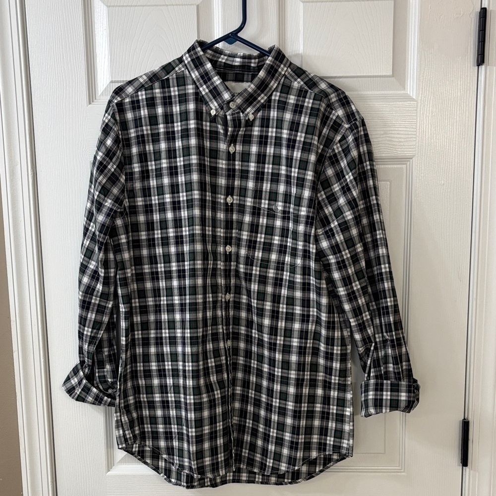 NWT American Eagle Outfitters Blue, Green, and White Checkered Button-Down Shirt